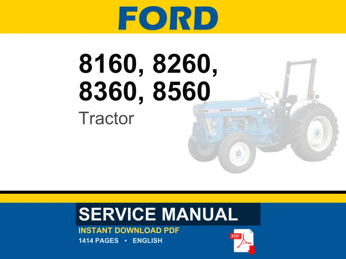 Ford 8160, 8260, 8360, 8560 Tractor Service Repair Workshop Manual | Instant PDF Download cover