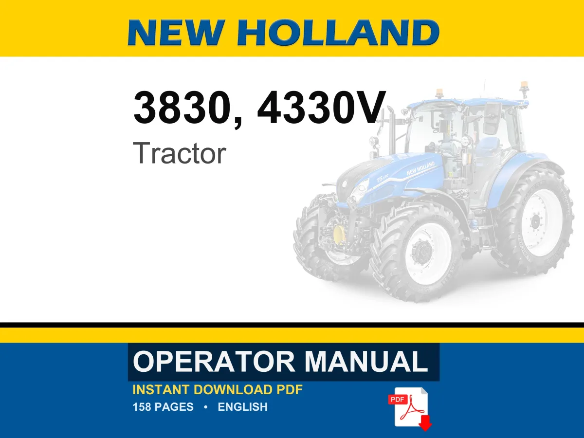 New Holland 3830, 4330V Tractor Operator Owners Operation Manual | Instant PDF Download cover