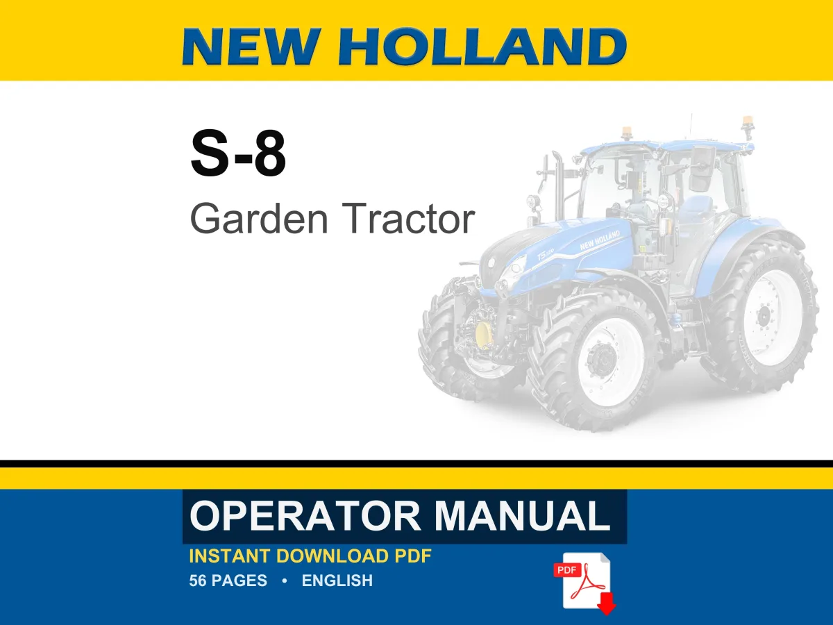New Holland S-8 Garden Tractor Operator Owners Operation Manual | Instant PDF Download