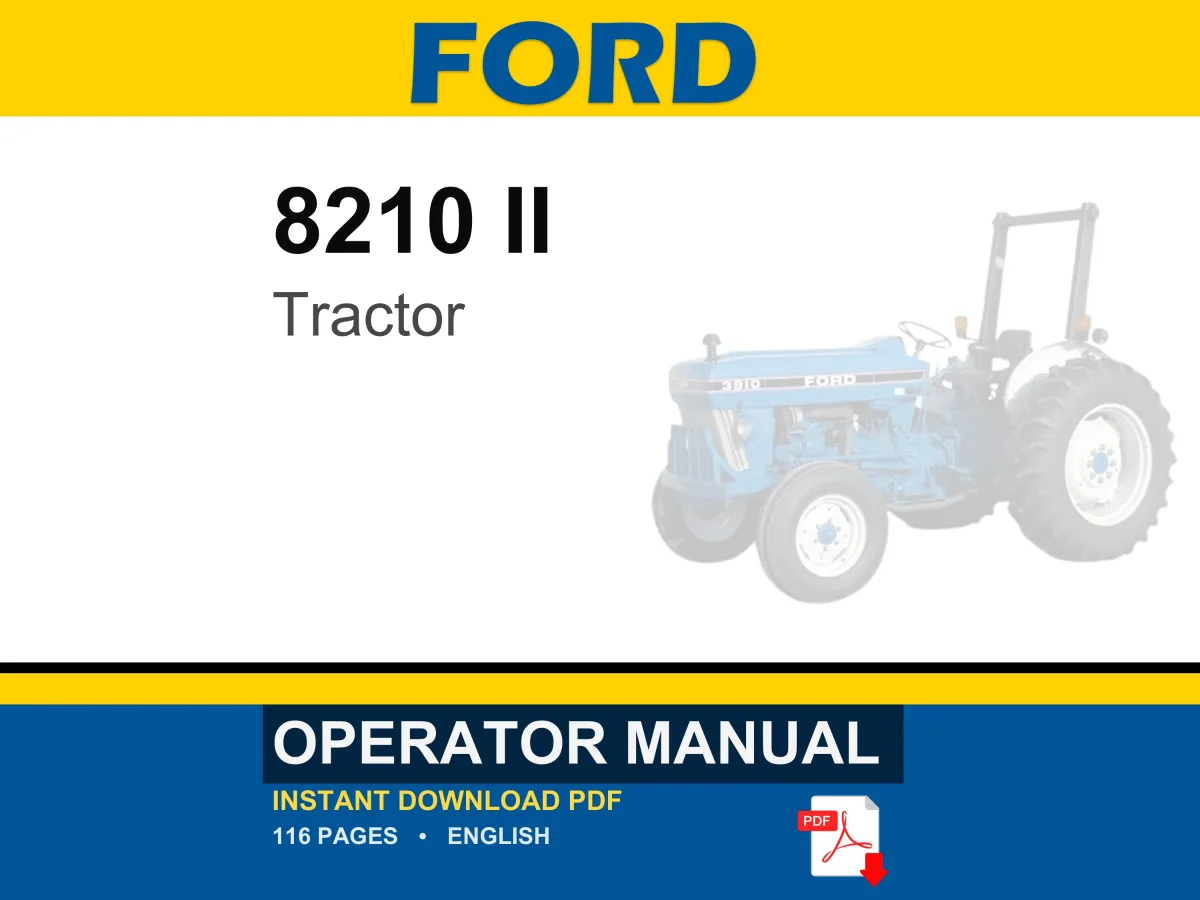Ford 8210 II Tractor Operator Owners Operation Manual | Instant PDF Download cover