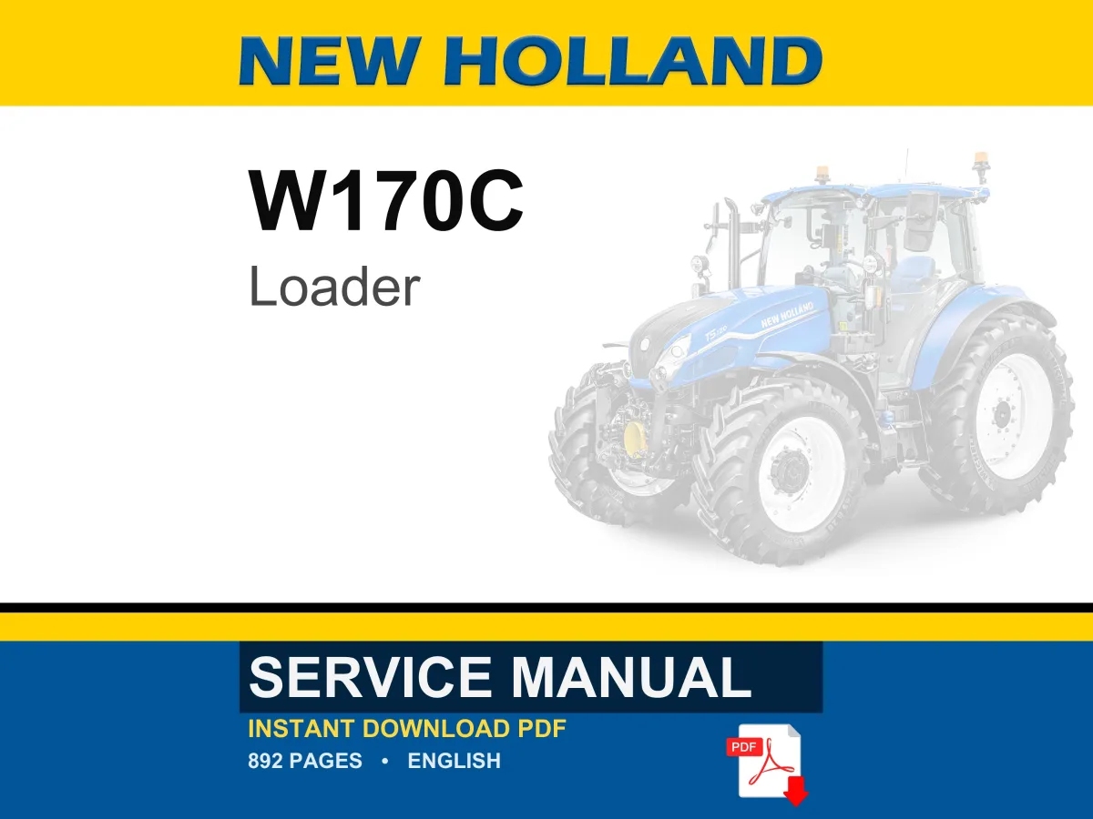 New Holland W170C Loader Service Repair Workshop Manual PDF | Instant PDF Download cover