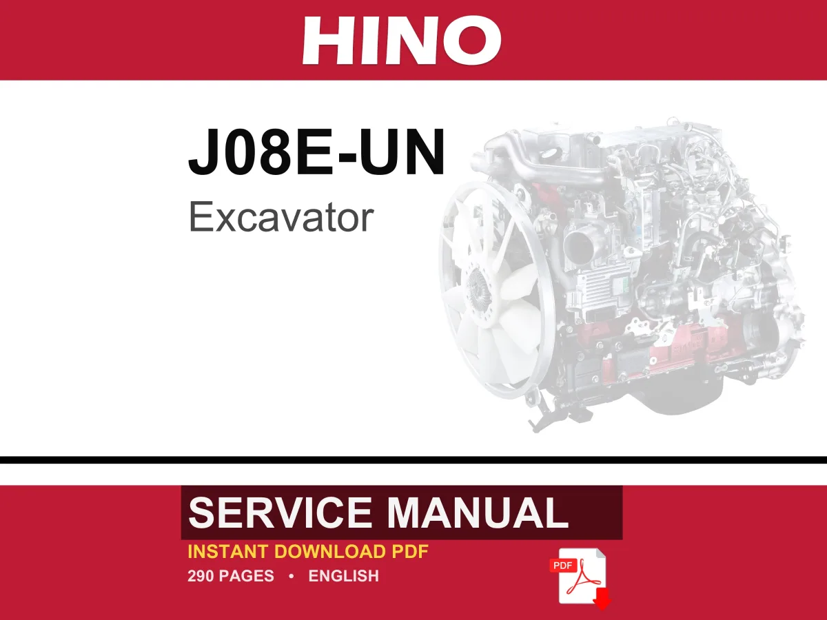 Hino J08e-Un Diesel Engine for E385 Excavator Service Repair Workshop Manual PDF | Instant PDF Download