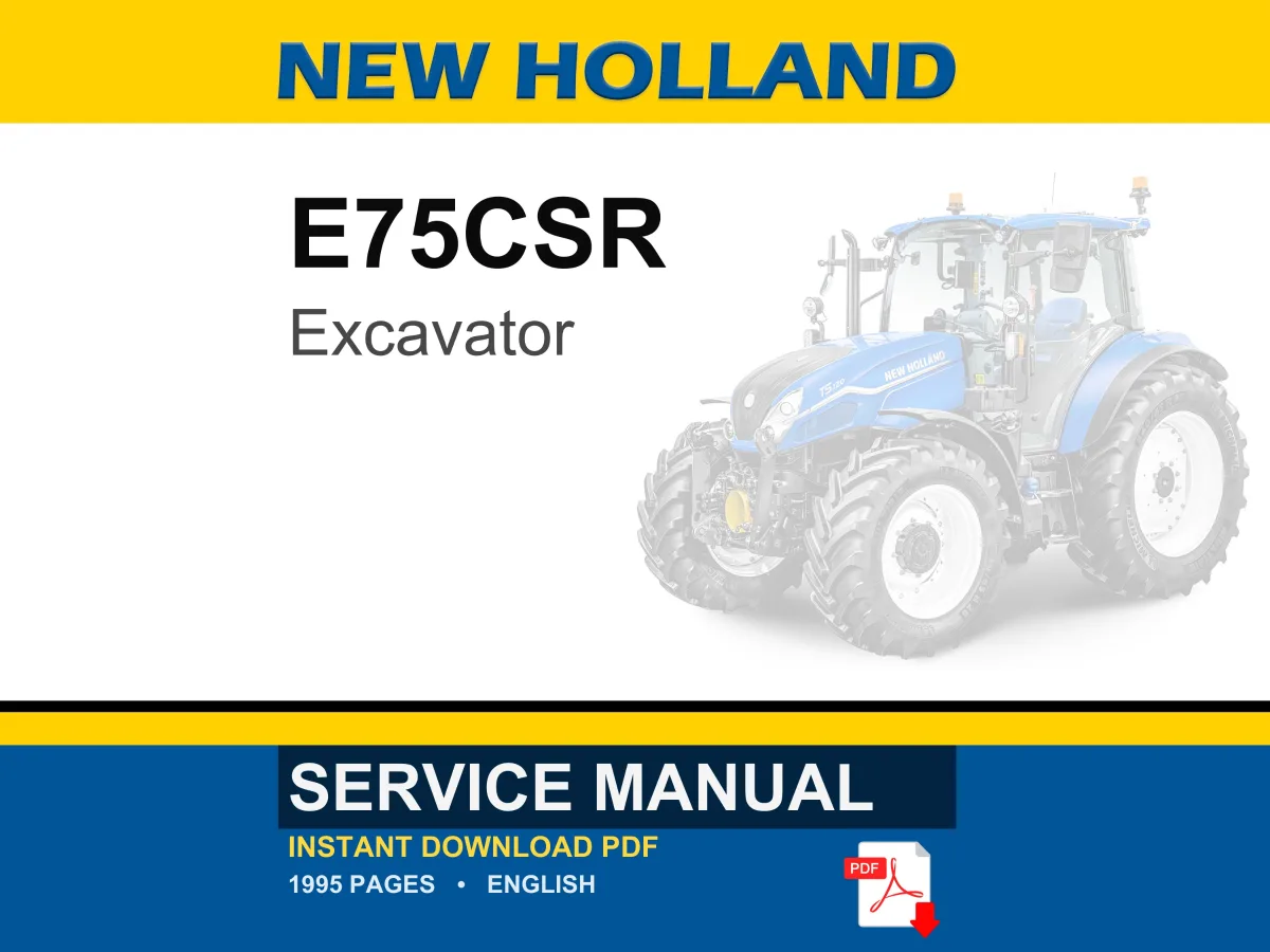 New Holland E75CSR Midi Excavator Service Repair Workshop Manual | Instant PDF Download