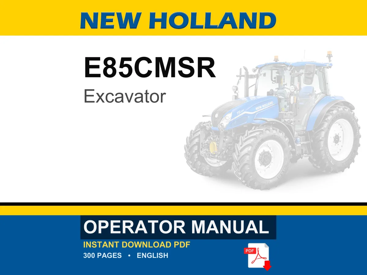 New Holland E85CMSR Midi Excavator Operator Owners Operation Manual | Instant PDF Download cover