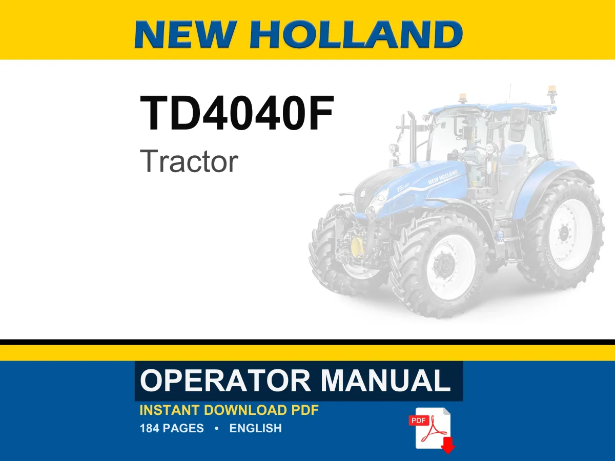 New Holland TD4040F Tractor Operator Owners Operation Manual | Instant PDF Download cover