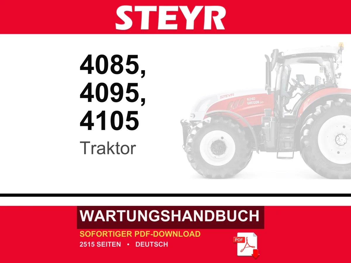 Steyr 4085, 4095, 4105 Traktor Wartungshandbuch Reparatur Werkstatthandbuch | PDF-Download | Market: Europe