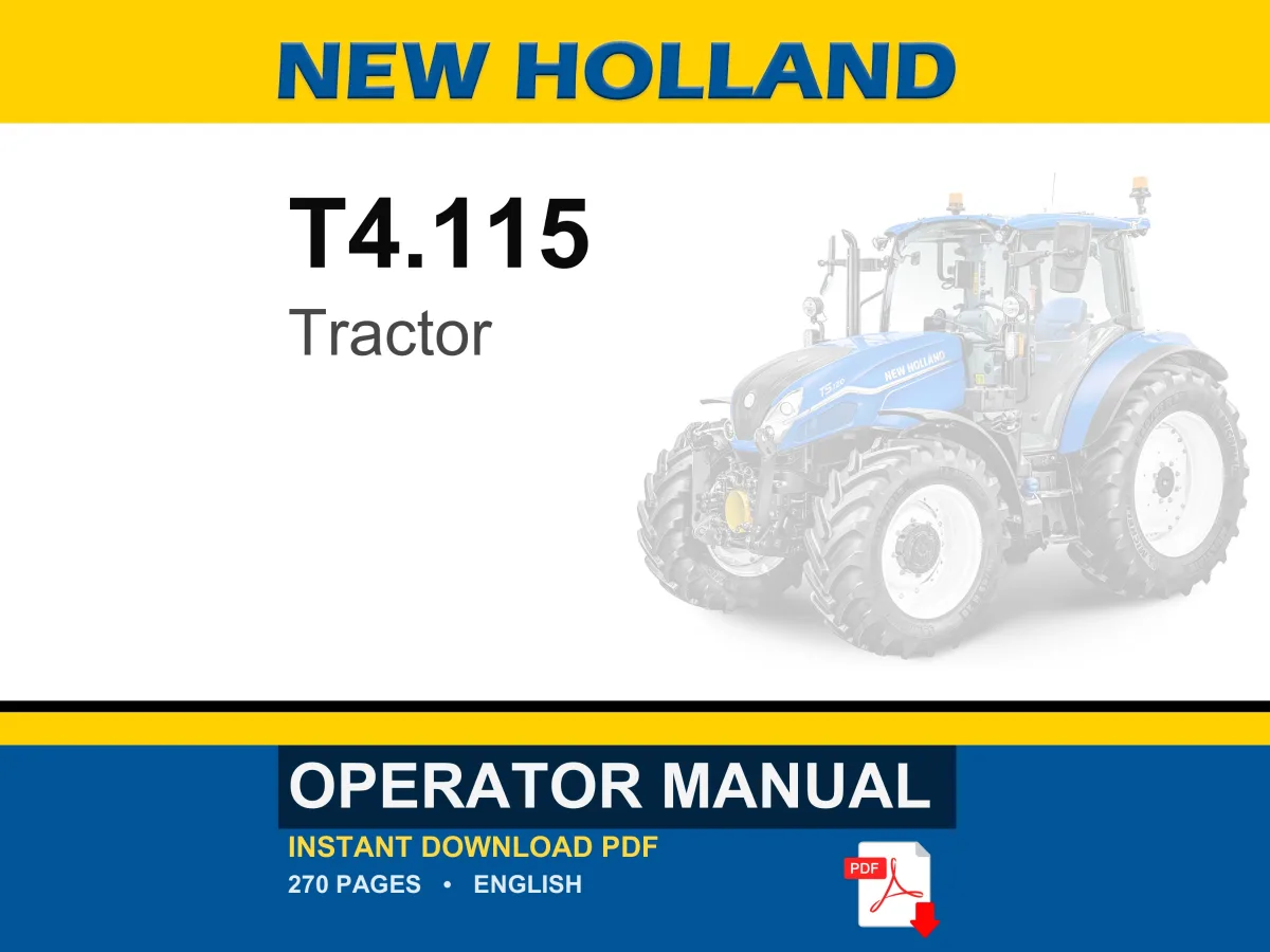 New Holland T4.115 Tractor Operator Owners Operation Manual | Instant PDF Download