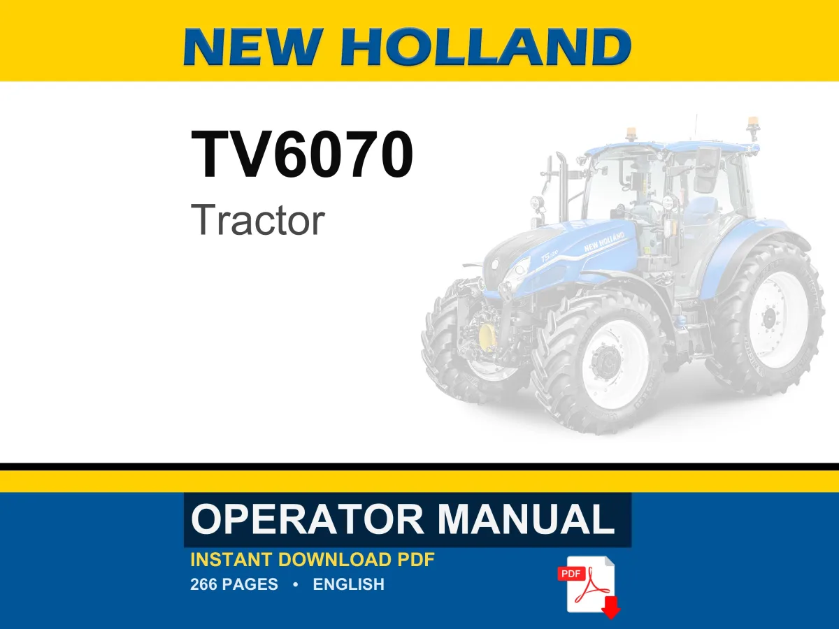 New Holland TV6070 Tractor Operator Owners Operation Manual Manual | Instant PDF Download cover
