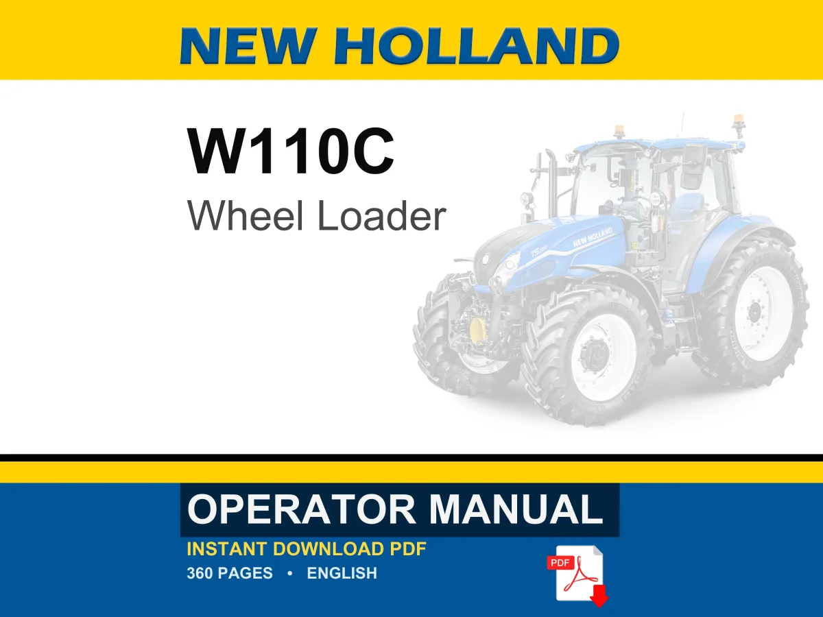 New Holland W110C Wheel Loader Operator Owners Operation Manual | Instant PDF Download cover