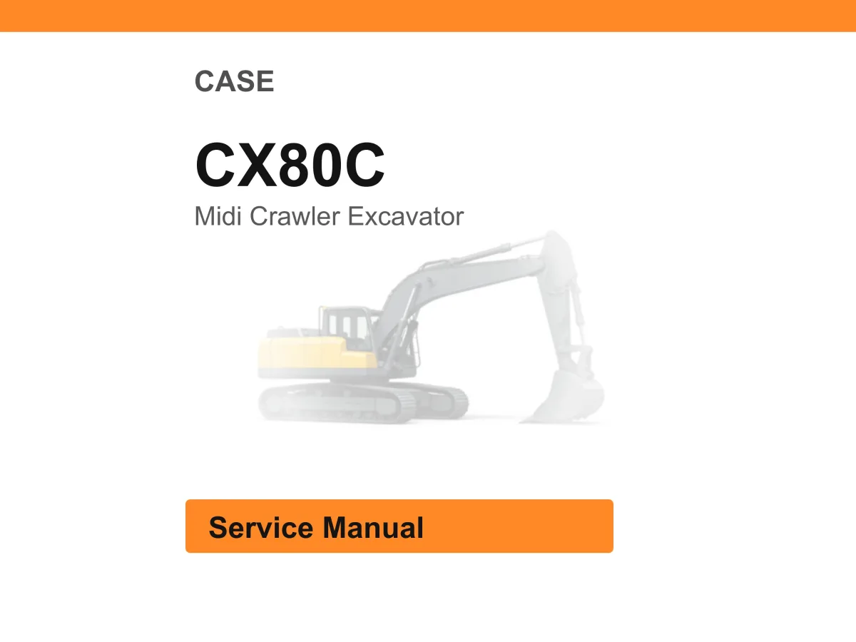 Case Cx80c Midi Crawler Excavator Service Manual PDF | Workshop Repair | Instant Download