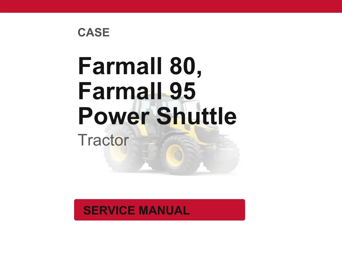 Case Farmall 80, 95 Power shuttle 12x12 Tractor Service Repair Workshop Manual PDF | Instant PDF Download cover
