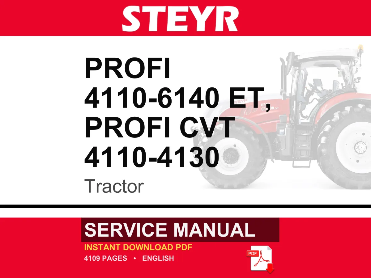 Steyr Profi 4110 Et, 4120 Et, 4130 Et, 6125 Et, 6140 Et/Classic Et, Cvt 4110, CVT 4120, CVT 4130 Tractor Service Manual | PDF Download cover