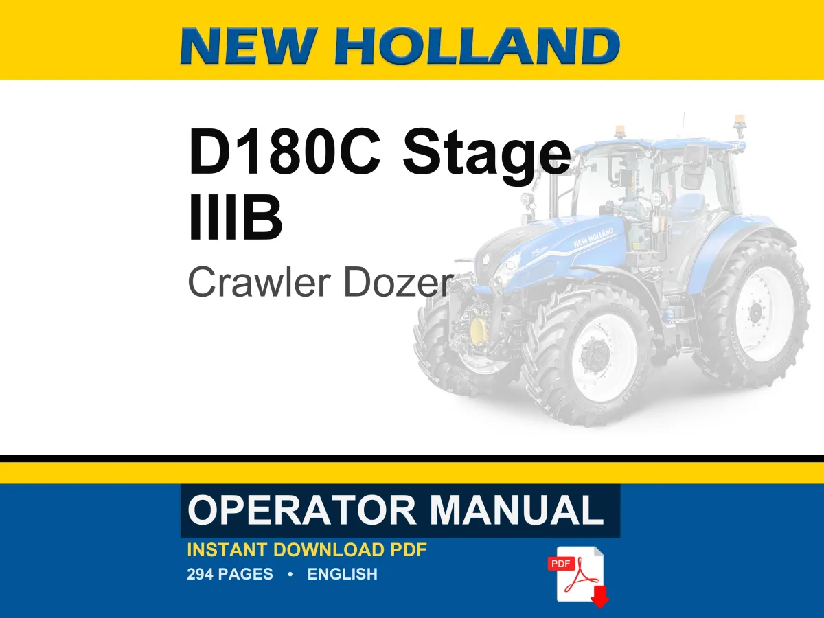 New Holland D180C Stage IIIB Crawler Dozer Operator Owners Operation Manual Manual | Instant PDF Download cover