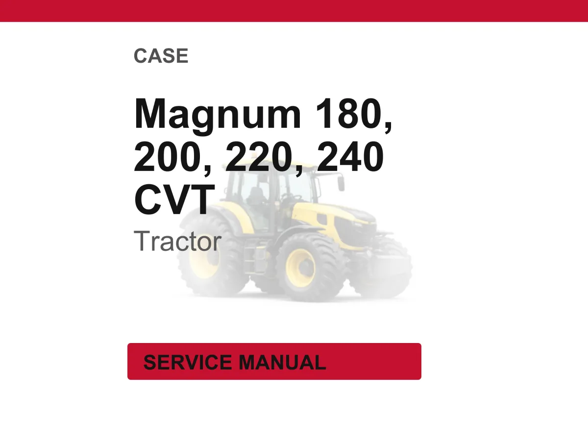 Case Magnum 180, 200, 220, 240 Pst & Cvt Tractors Service Manual PDF | Workshop Repair | Instant Download cover