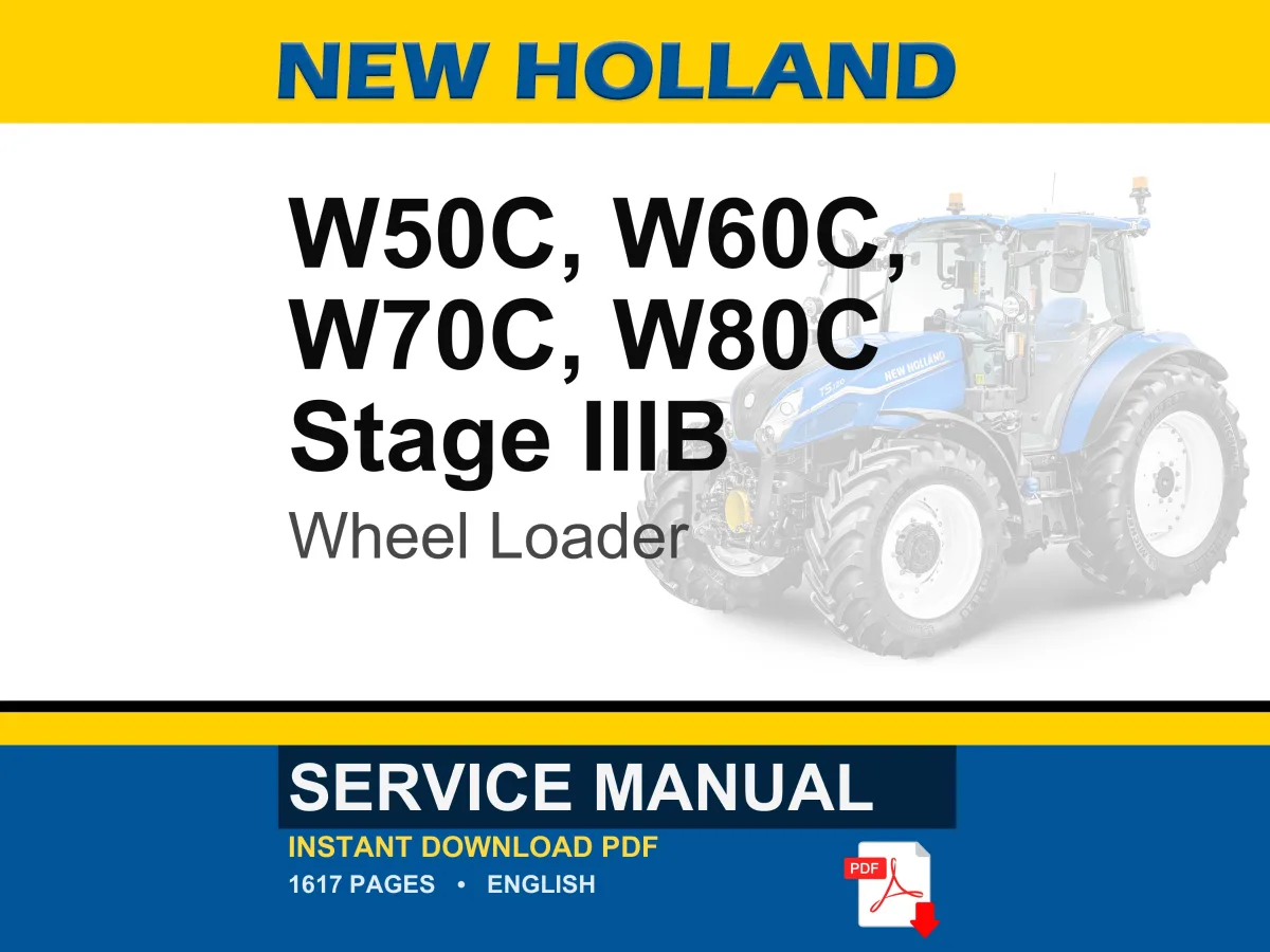 New Holland W50c, W60c, W70c, W80C Stage IIIB Compact Wheel Loader Service Repair Workshop Manual | Instant PDF Download | Market: Europe cover