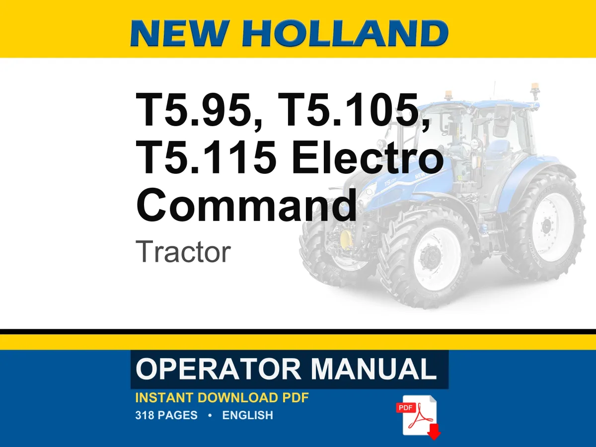 New Holland T5.95, T5.105, T5.115 Electro Command Tractor Operator Owners Operation Manual | Instant PDF Download cover