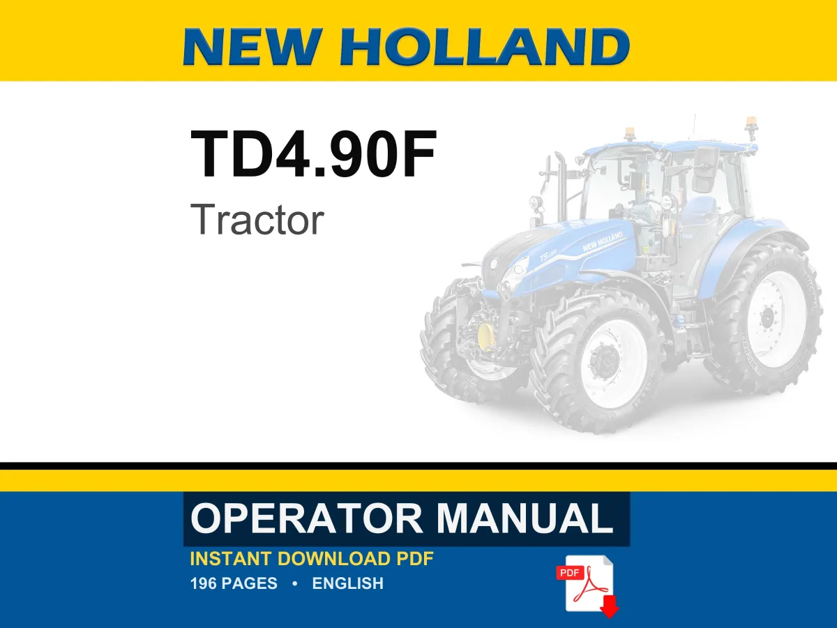 New Holland TD4.90F Tractor Operator Owners Operation Manual | Instant PDF Download cover