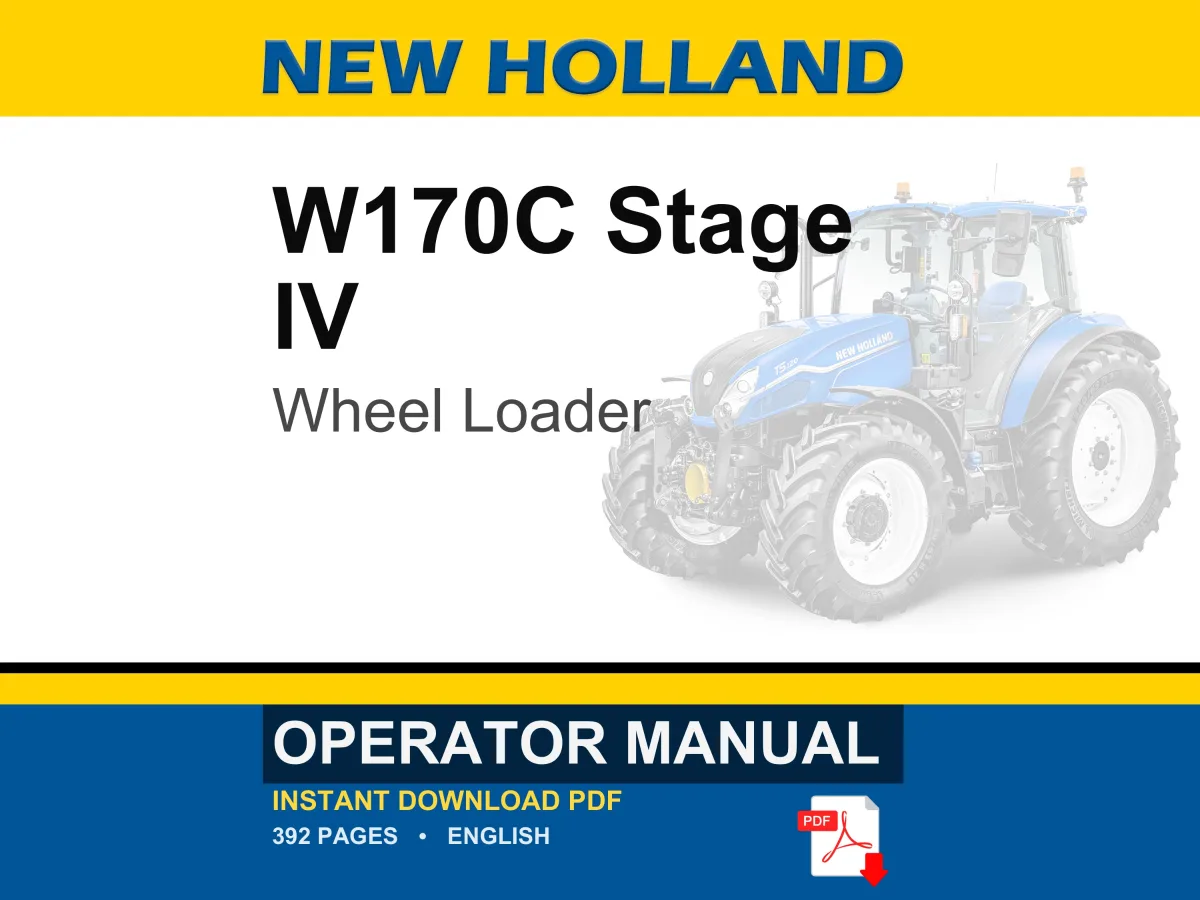 New Holland W170C Stage IV Wheel Loader Operator Owners Operation Manual | Instant PDF Download cover
