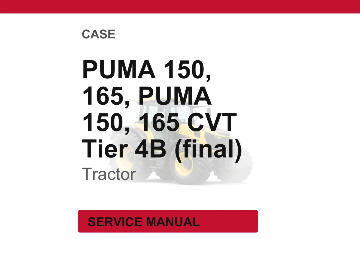 Case Puma 150, 165 Cvt Tier 4B (Final) Tractors Service Manual PDF | Workshop Repair | Instant Download cover