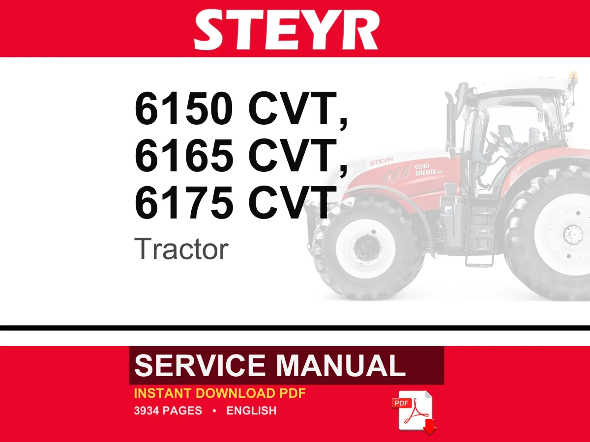 Steyr 6150 Cvt, 6165 CVT, 6175 CVT Tractor Service Repair Workshop Manual | Instant PDF Download | Market: Europe cover