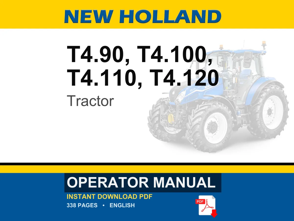 New Holland T4.90, T4.100, T4.110, T4.120 Tractor Operator Owners Operation Manual | Instant PDF Download cover