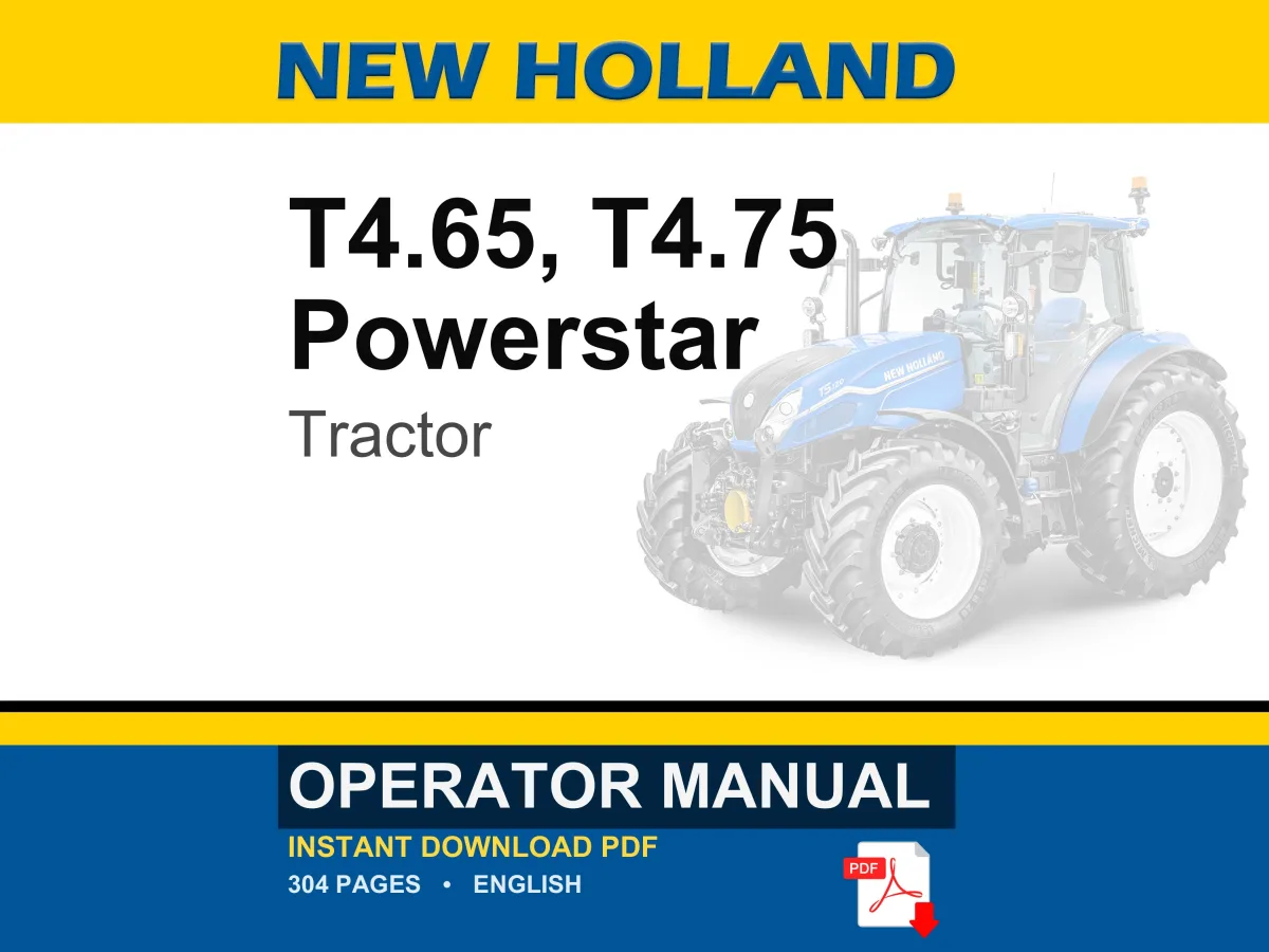 New Holland T4.65, T4.75 Powerstar Tractor Operator Owners Operation Manual | Instant PDF Download cover