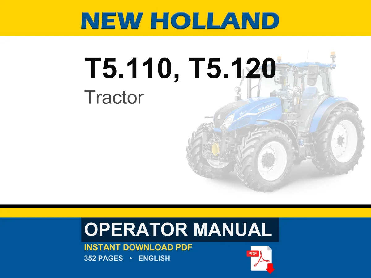 New Holland T5.110, T5.120 Tractor Operator Owners Operation Manual | Instant PDF Download