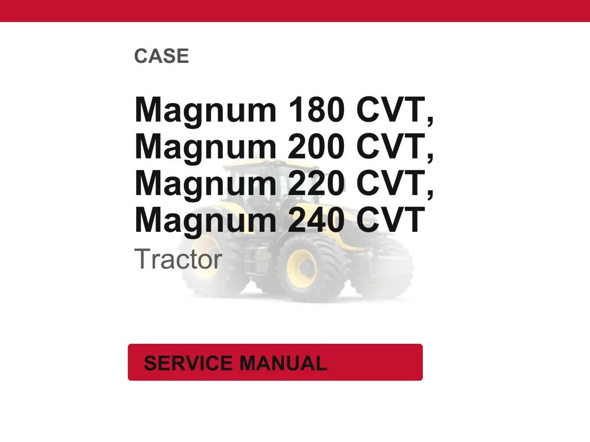 Case Magnum 180, 200, 220, 240 Pst & Cvt Tractors Service Manual PDF | Workshop Repair | Instant Download cover