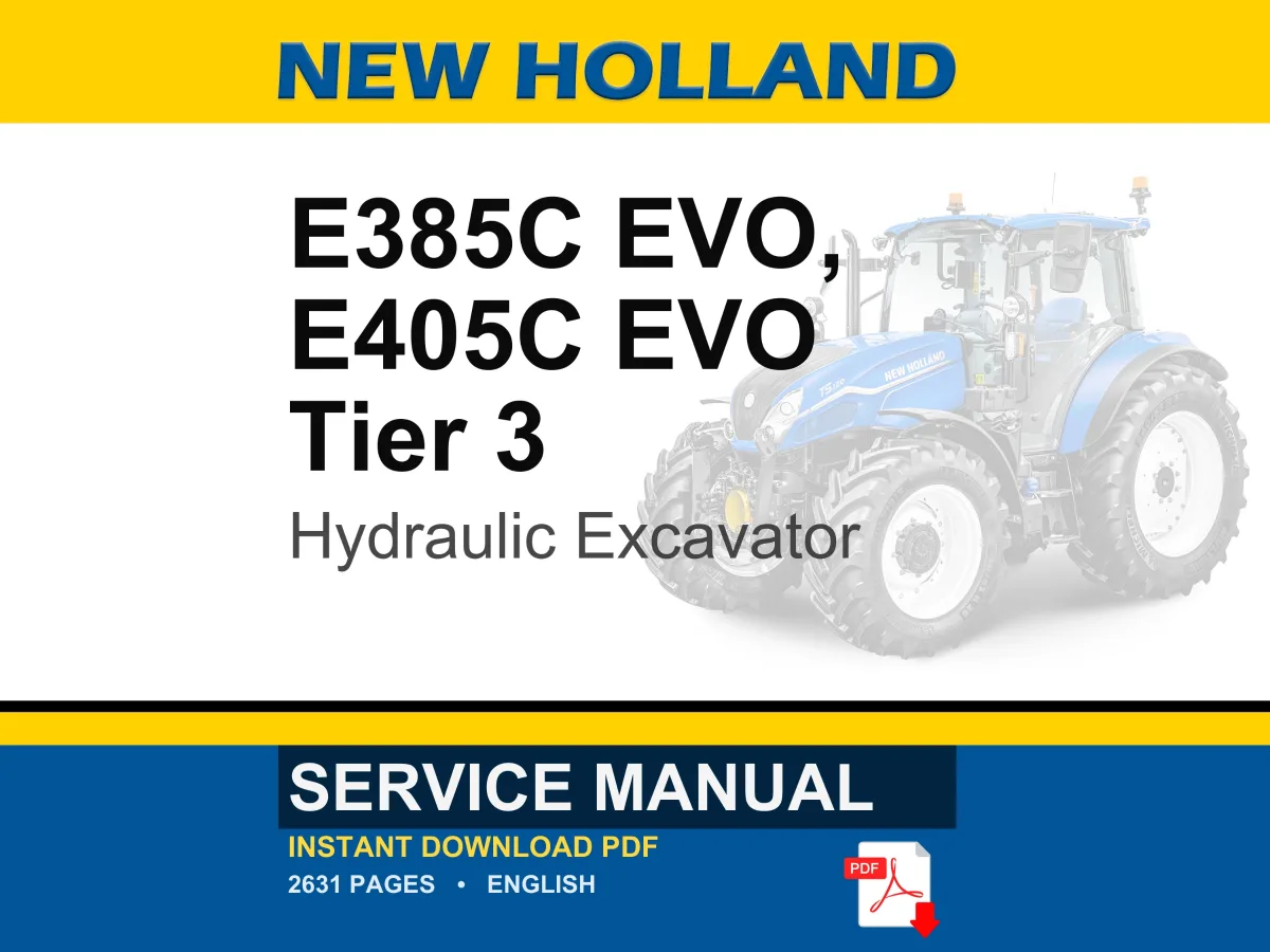 New Holland E385c Evo, E405C EVO Hydraulic Excavator Service Repair Workshop Manual | Instant PDF Download cover