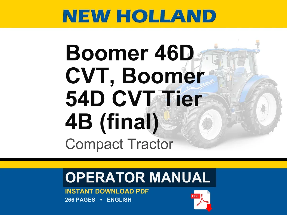 New Holland Boomer 46d CVT, Boomer 54d CVT Tier 4b (final) Compact Tractor Operator Owners Operation Manual | Instant PDF Download cover