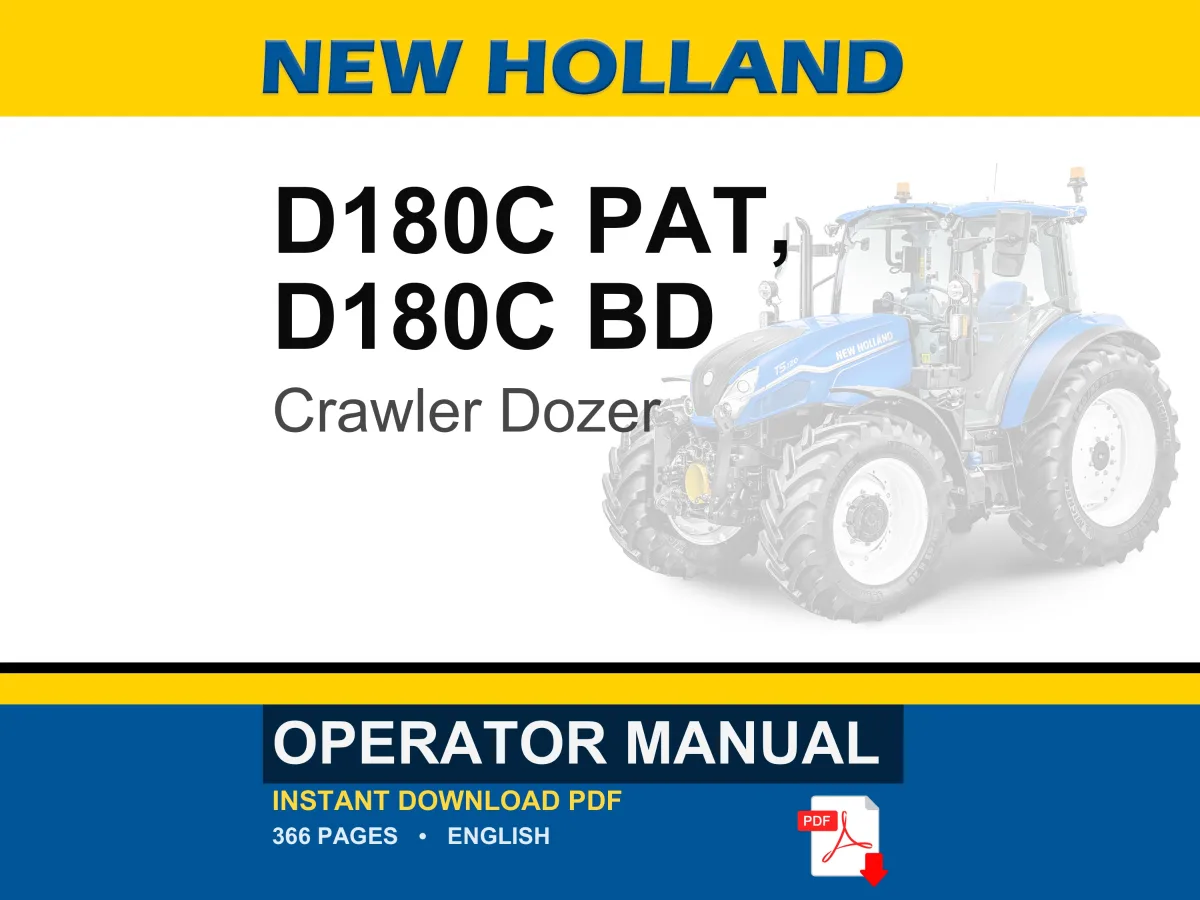 New Holland D180c Pat, D180C BD Crawler Dozer Operator Owners Operation Manual | Instant PDF Download cover