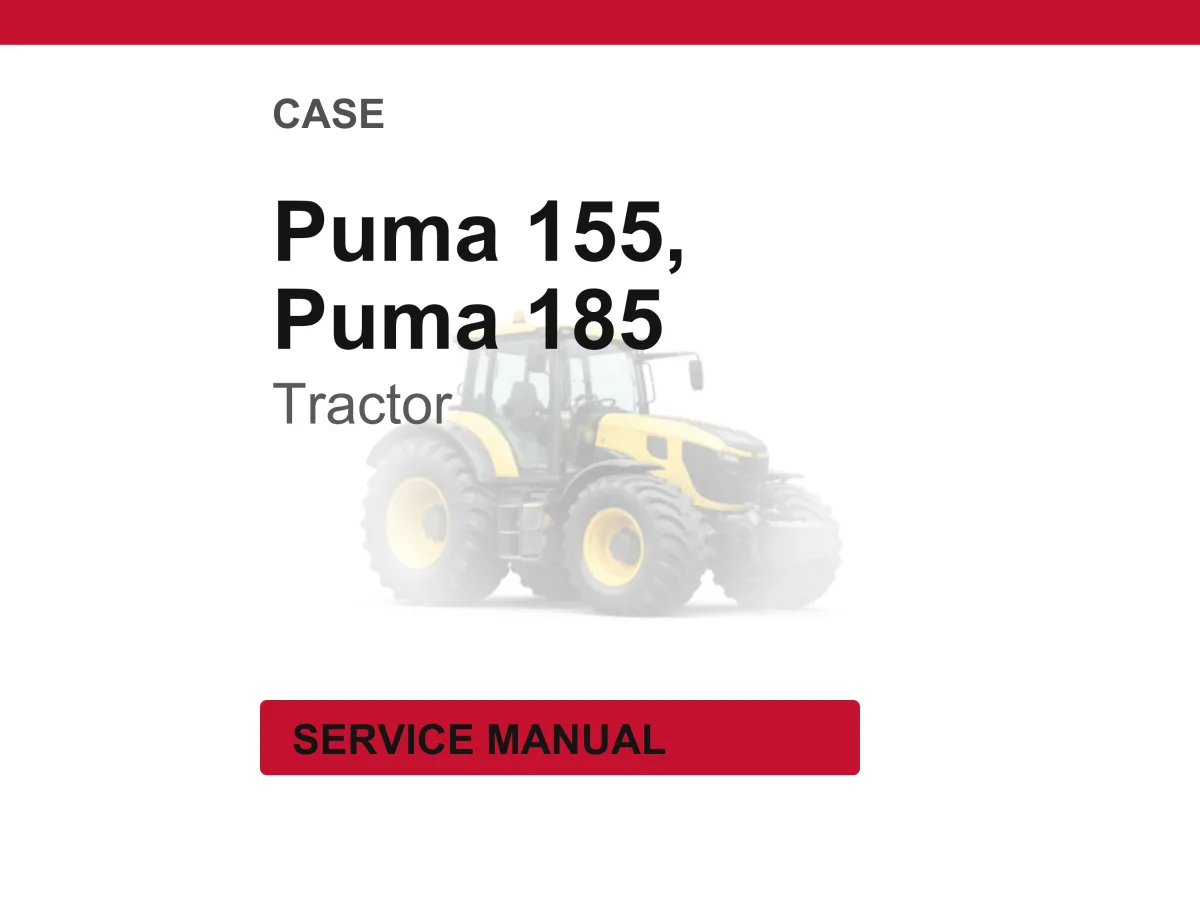 Case Puma 155, 185 Tractor Service Repair Workshop Manual | Instant PDF Download