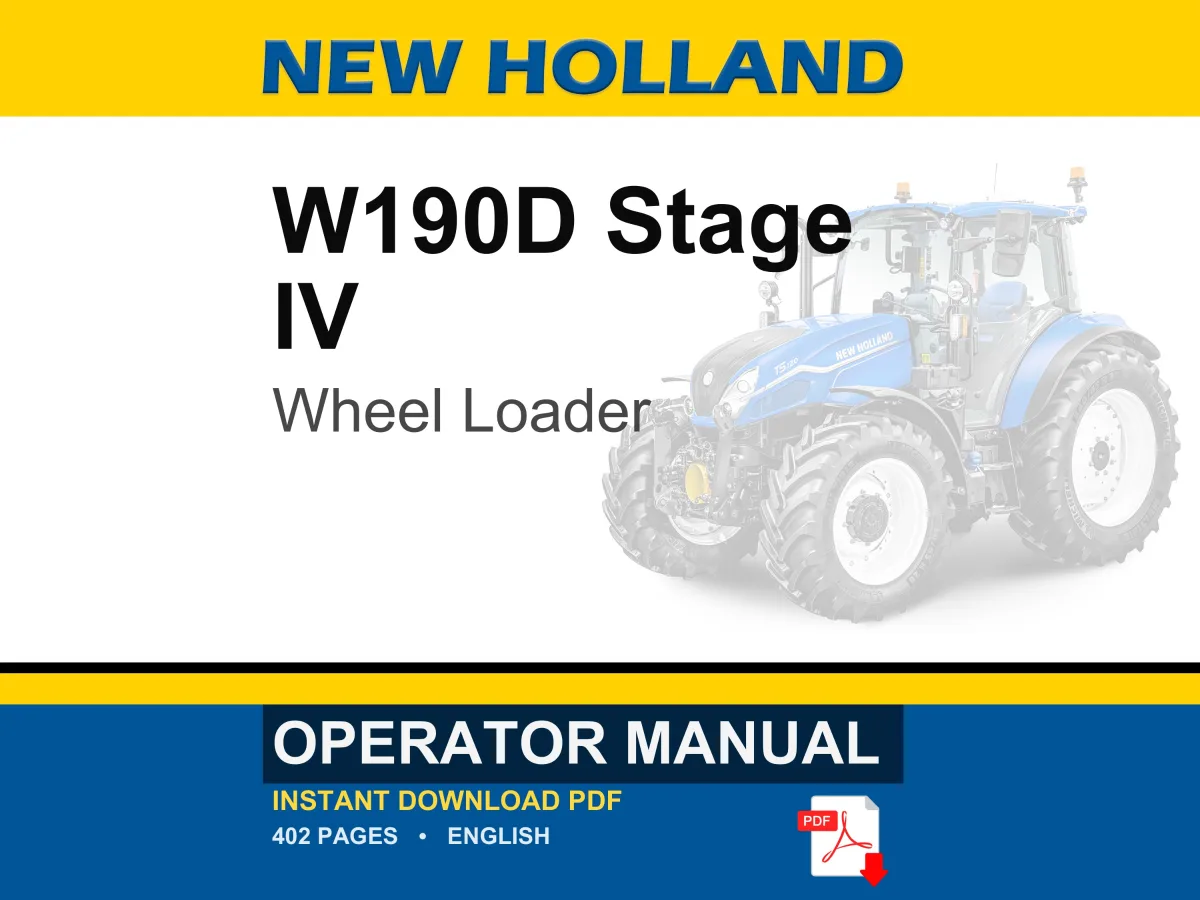 New Holland W190D Stage IV Wheel Loader Operator Owners Operation Manual | Instant PDF Download cover