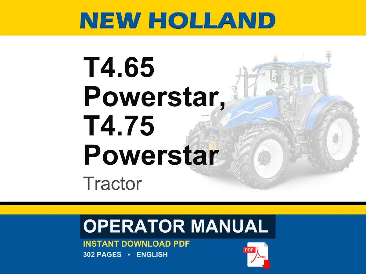 New Holland T4.65, T4.75 Powerstar Tractor Operator Owners Operation Manual | Instant PDF Download