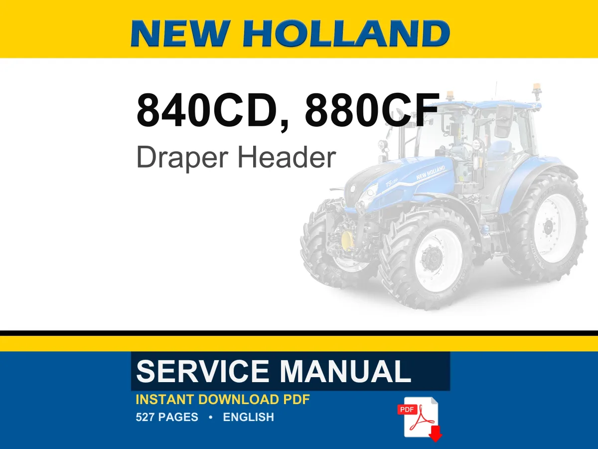 New Holland 840CD, 880CF Draper Header Service Repair Workshop Manual | Instant PDF Download cover