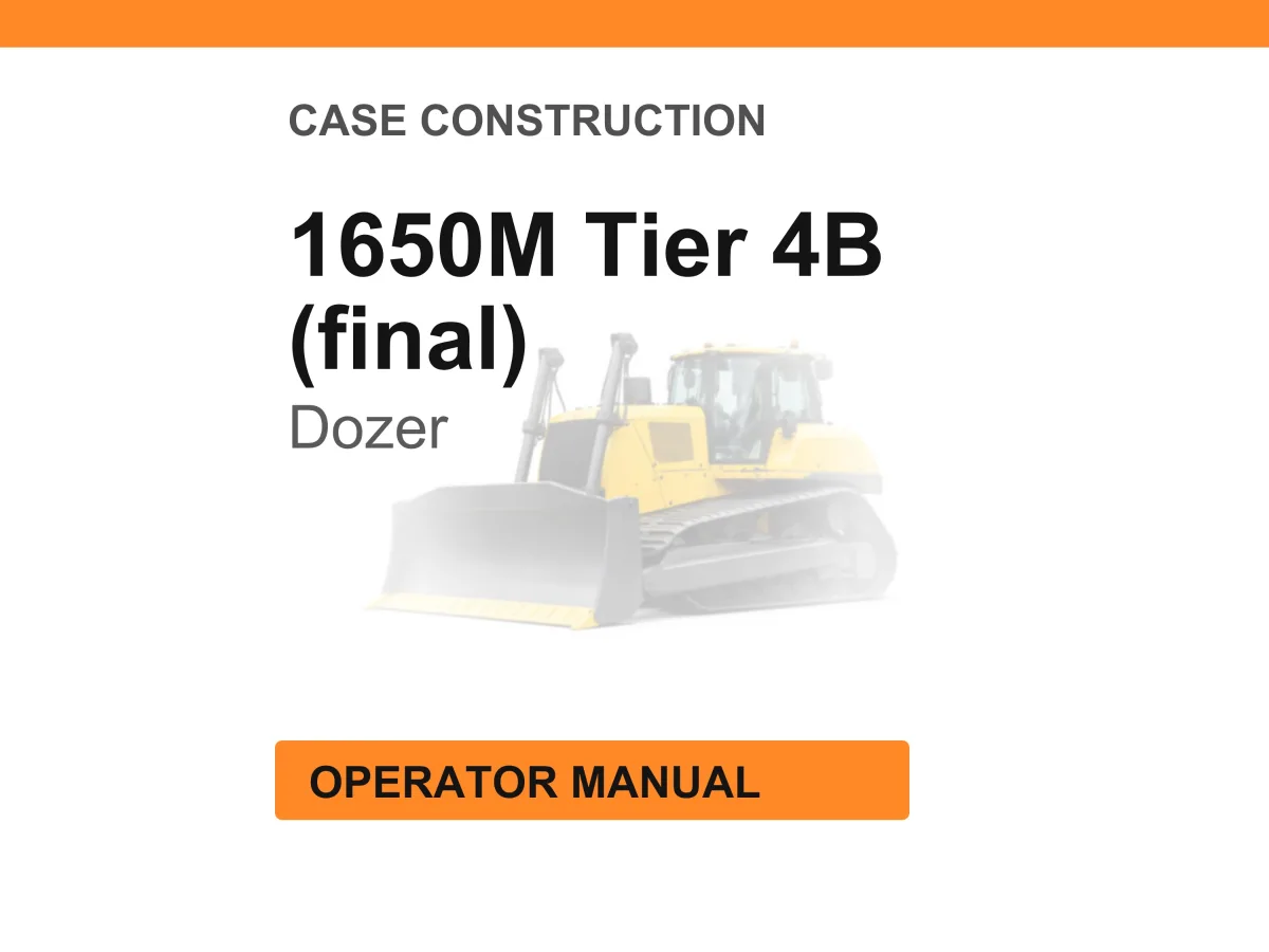 Case Construction 1650M Tier 4B (final) Crawler Dozer Operator Manual cover