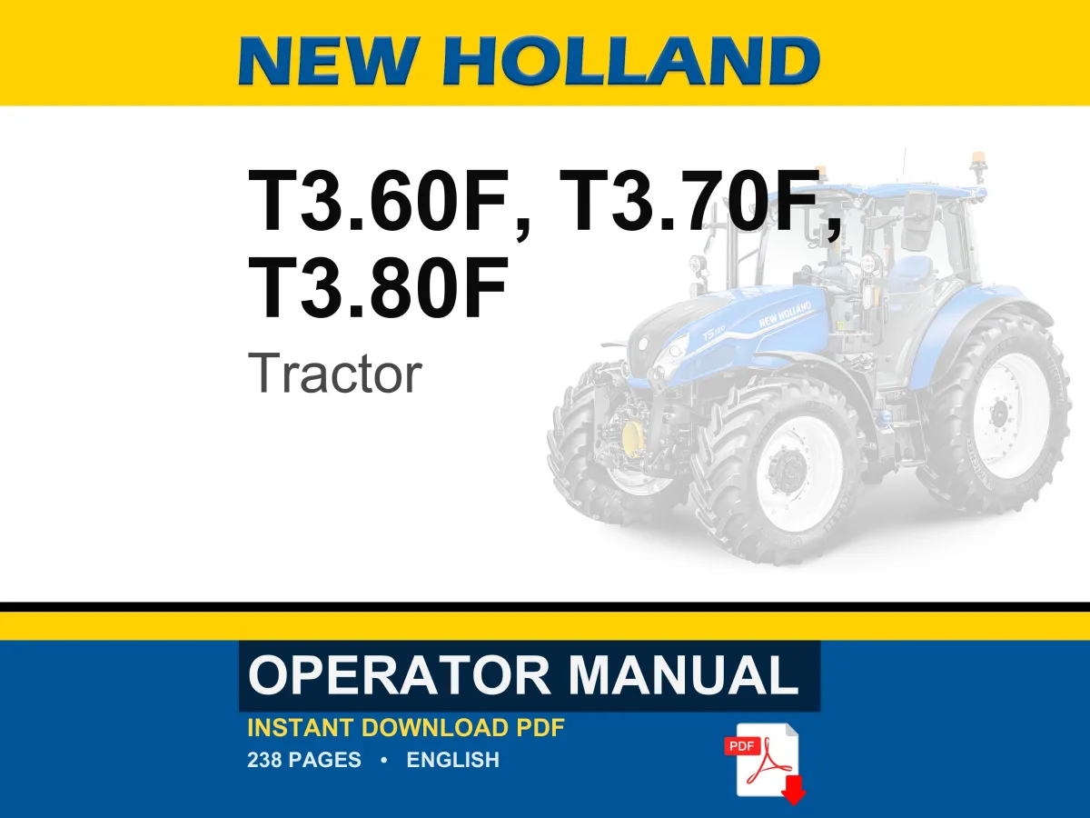 New Holland T3.60f, T3.70f, T3.80F Tractor Operator Owners Operation Manual | Instant PDF Download cover