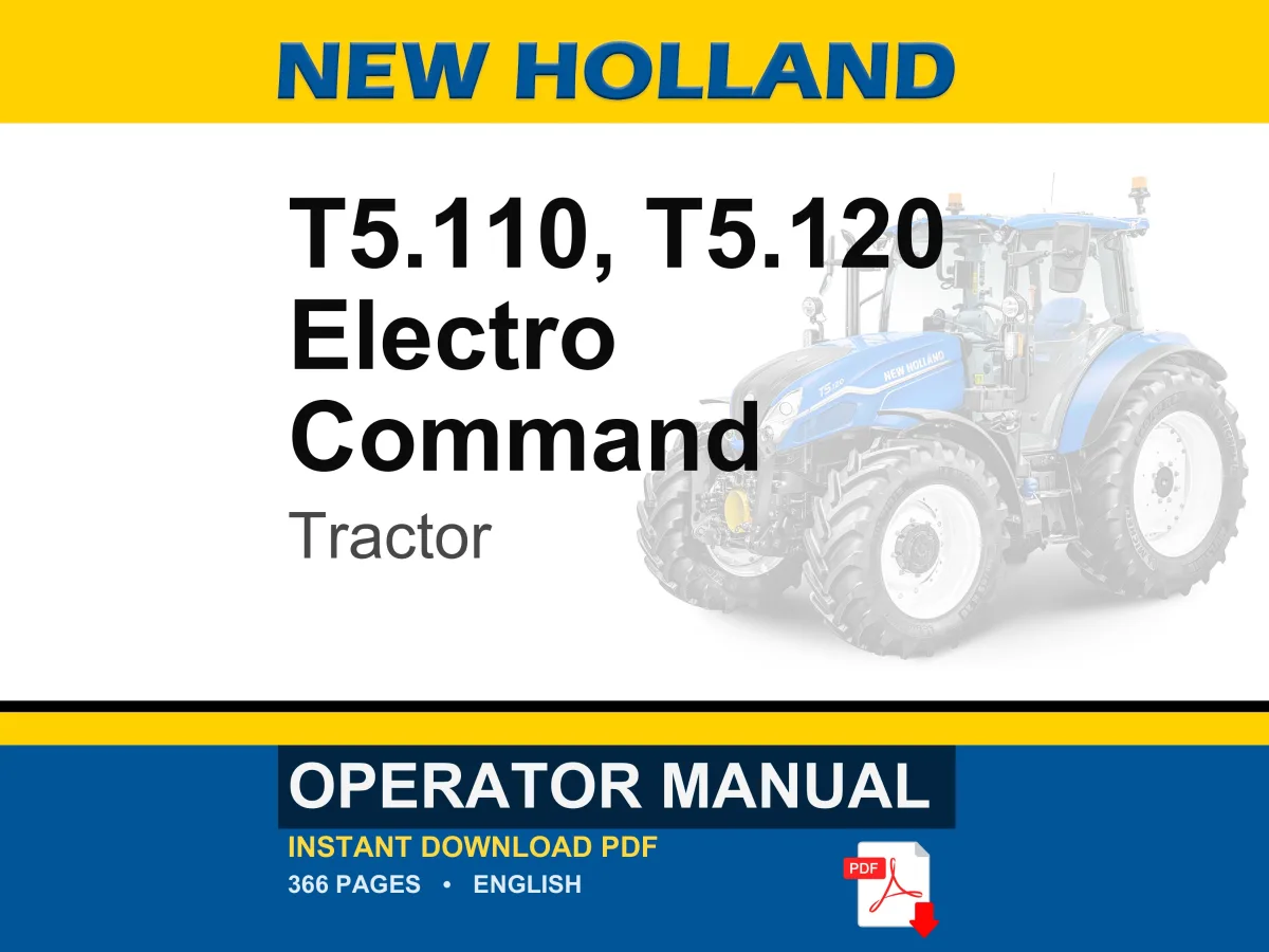 New Holland T5.110, T5.120 Electro Command Tractor Operator Owners Operation Manual | Instant PDF Download cover