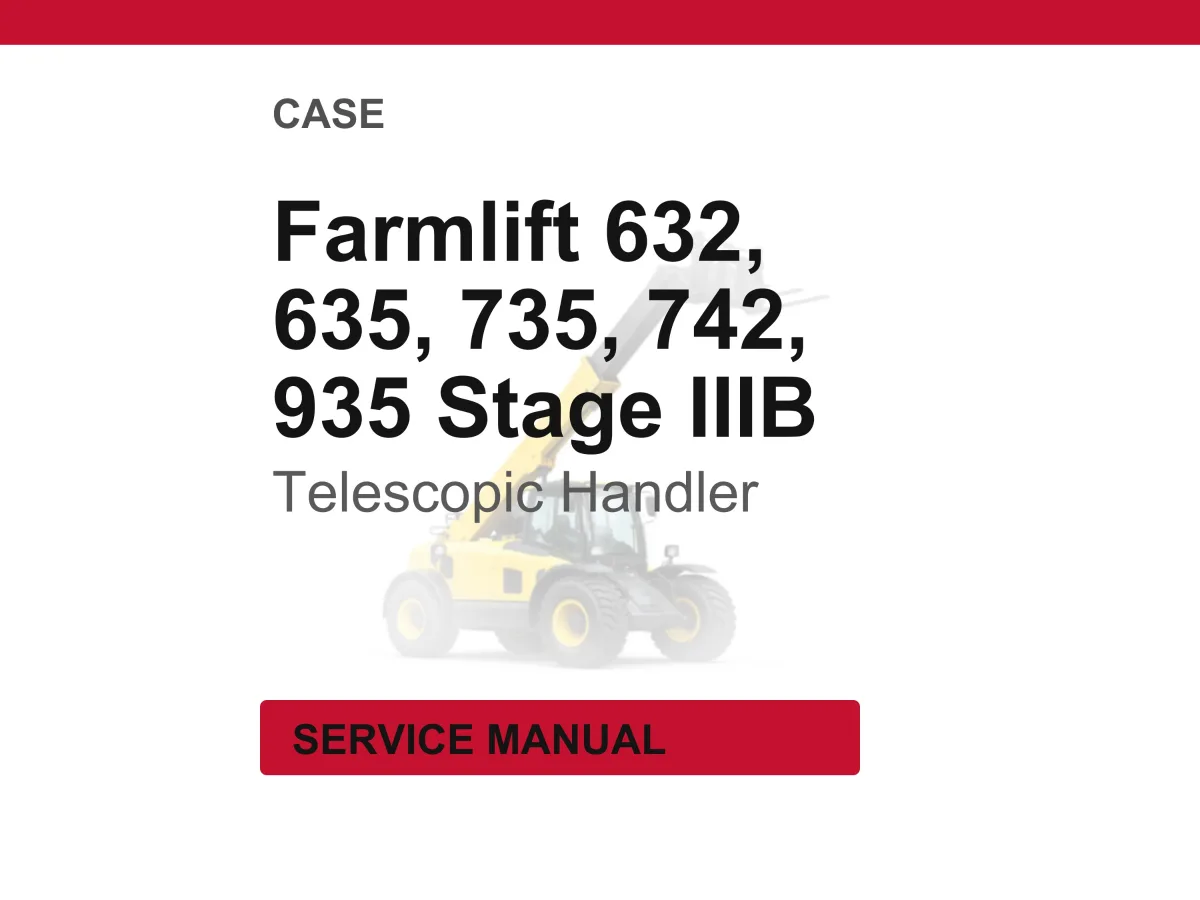 Case Farmlift 632, 635, 735, 742, 935 Stage IIIB Telescopic Handler Service Repair Workshop Manual | Instant PDF Download | Market: Europe cover