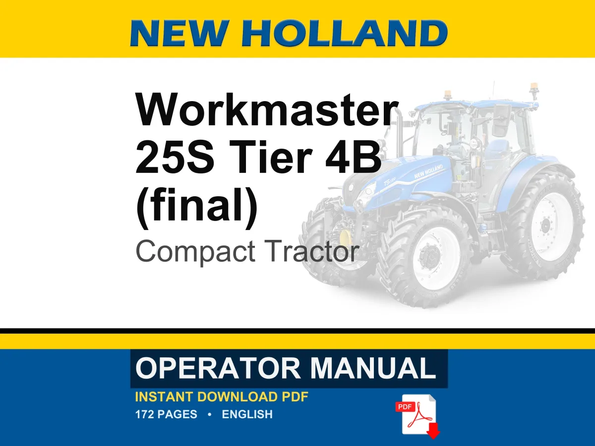New Holland Workmaster 25S Tier 4B (final) Compact Tractor Operator Owners Operation Manual | Instant PDF Download cover
