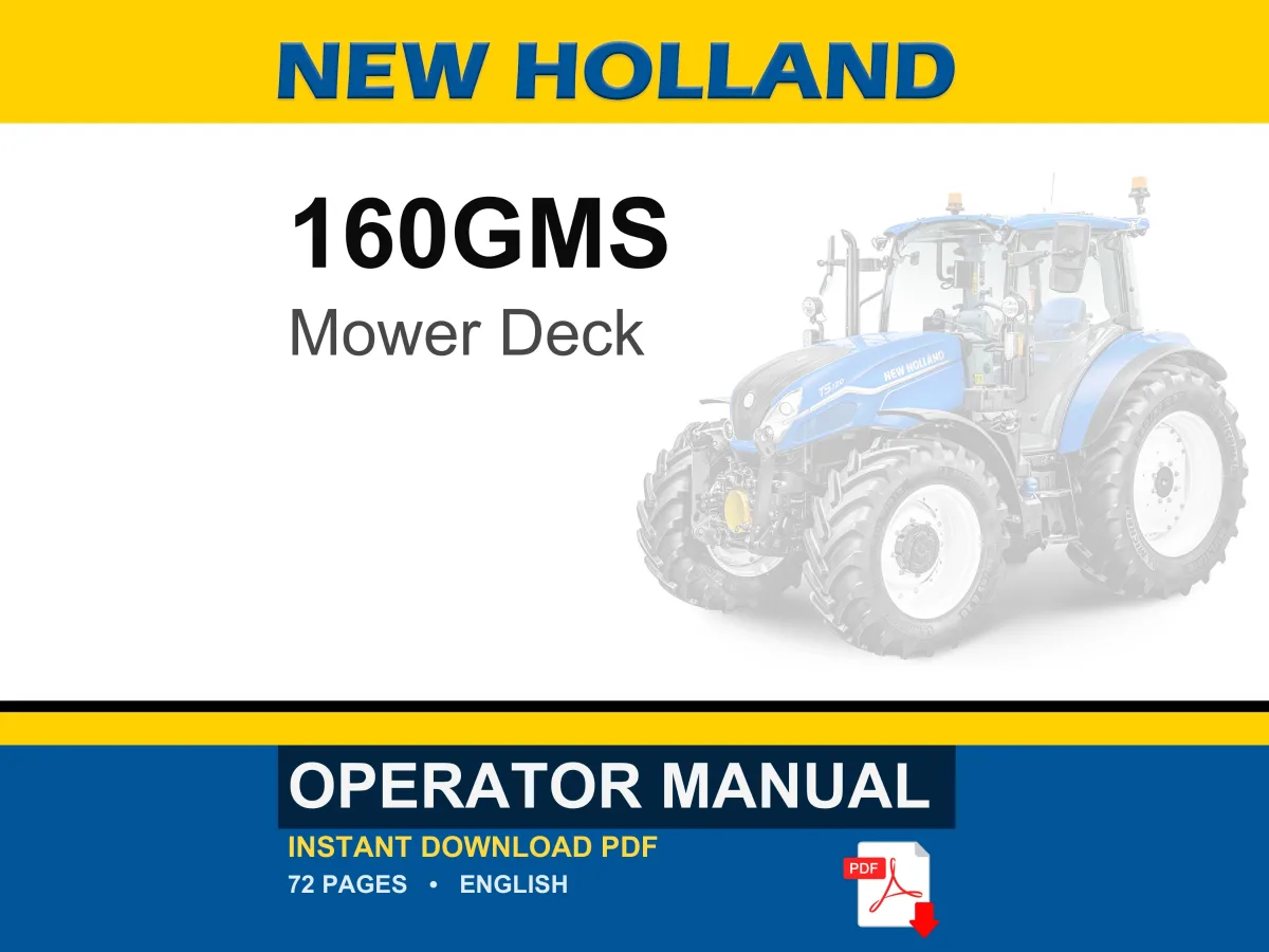 New Holland 160GMS Mower Deck Operator Owners Operation Manual | Instant PDF Download