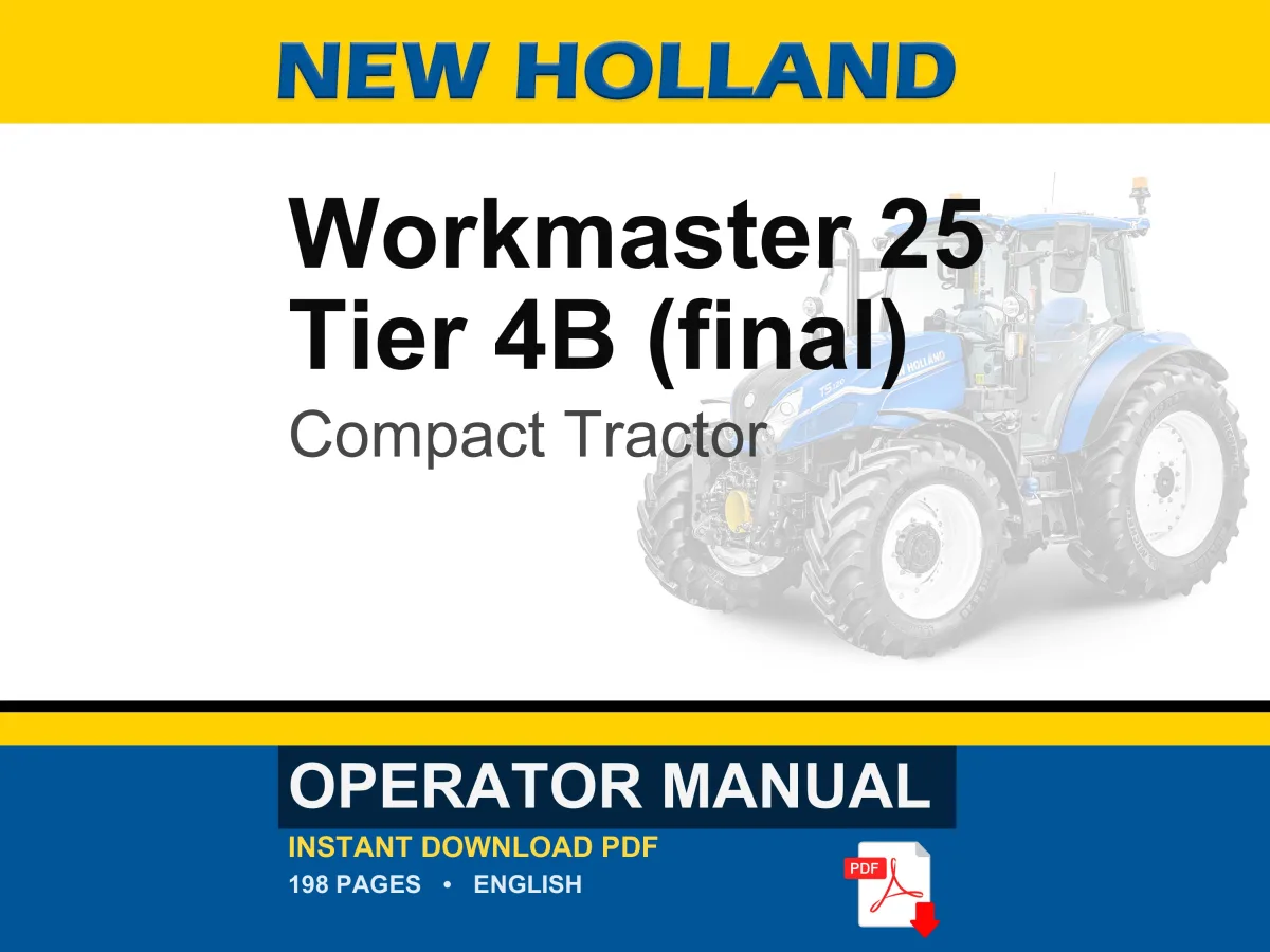 New Holland Workmaster 25 Tier 4B (final) Compact Tractor Operator Owners Operation Manual | Instant PDF Download cover
