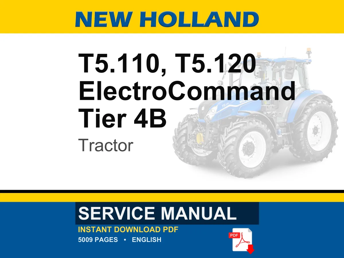 New Holland T5.110, T5.120 Electro Command Tier 4B (final) Tractor Service Repair Workshop Manual | PDF Download | Market: North America cover