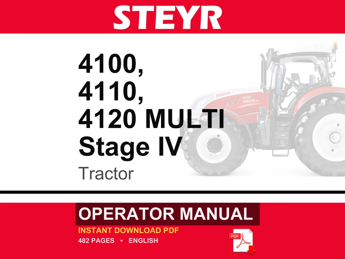 Steyr 4100, 4110, 4120 MULTI Stage IV Tractor Operator Owners Operation Manual | Instant PDF Download cover