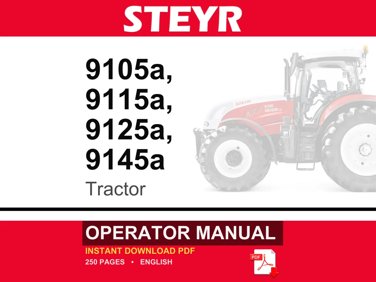 Steyr 9105a, 9115a, 9125a, 9145a High-Tech Tractor Operator Owners Operation Manual | Instant PDF Download cover