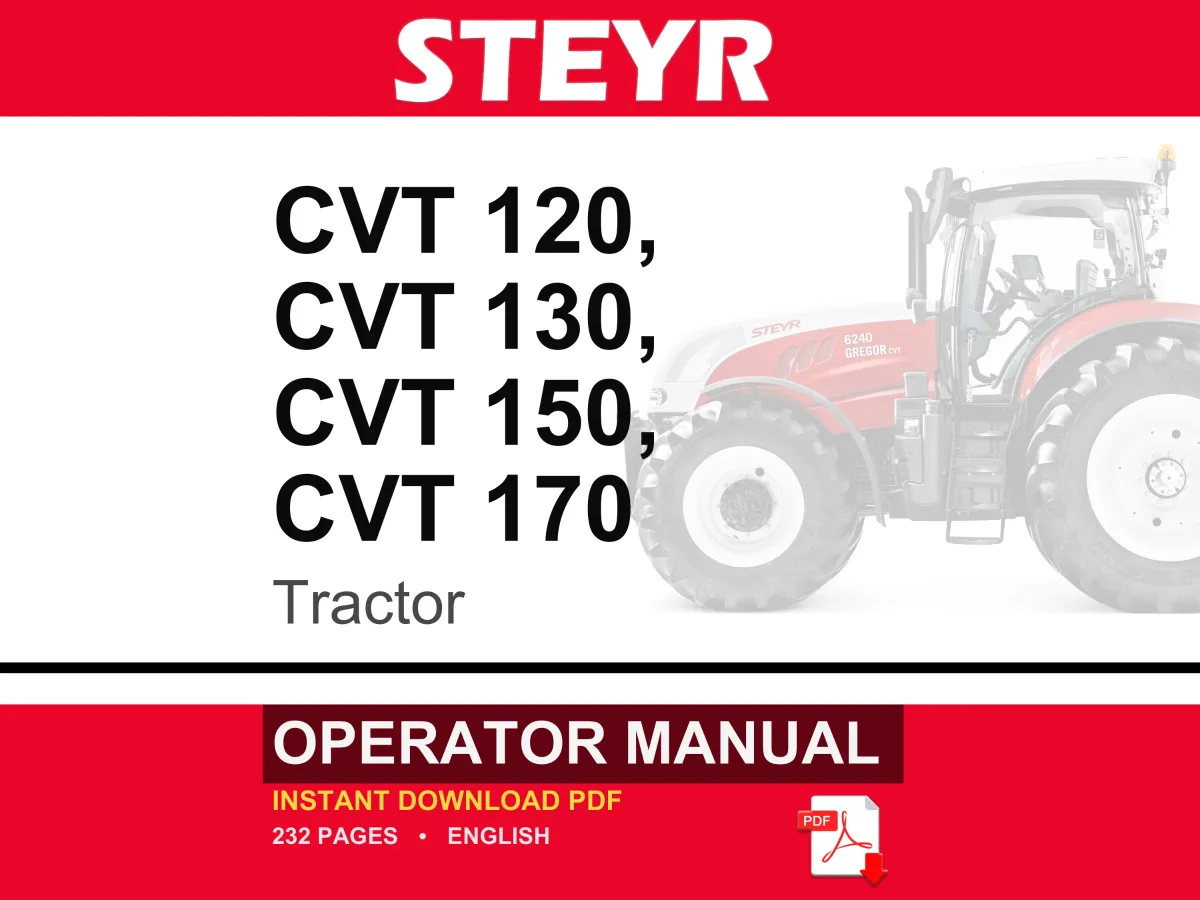 Steyr Cvt 120, Cvt 130, CVT 150, CVT 170 Tractors Operator Owners Operation Manual | Instant PDF Download cover