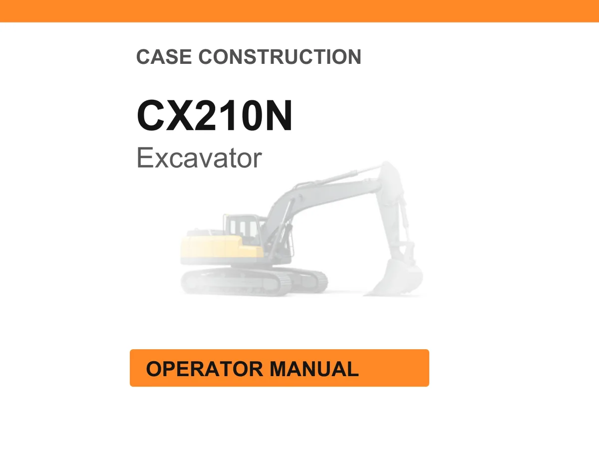 Case Construction CX210N Excavator Operator Manual cover