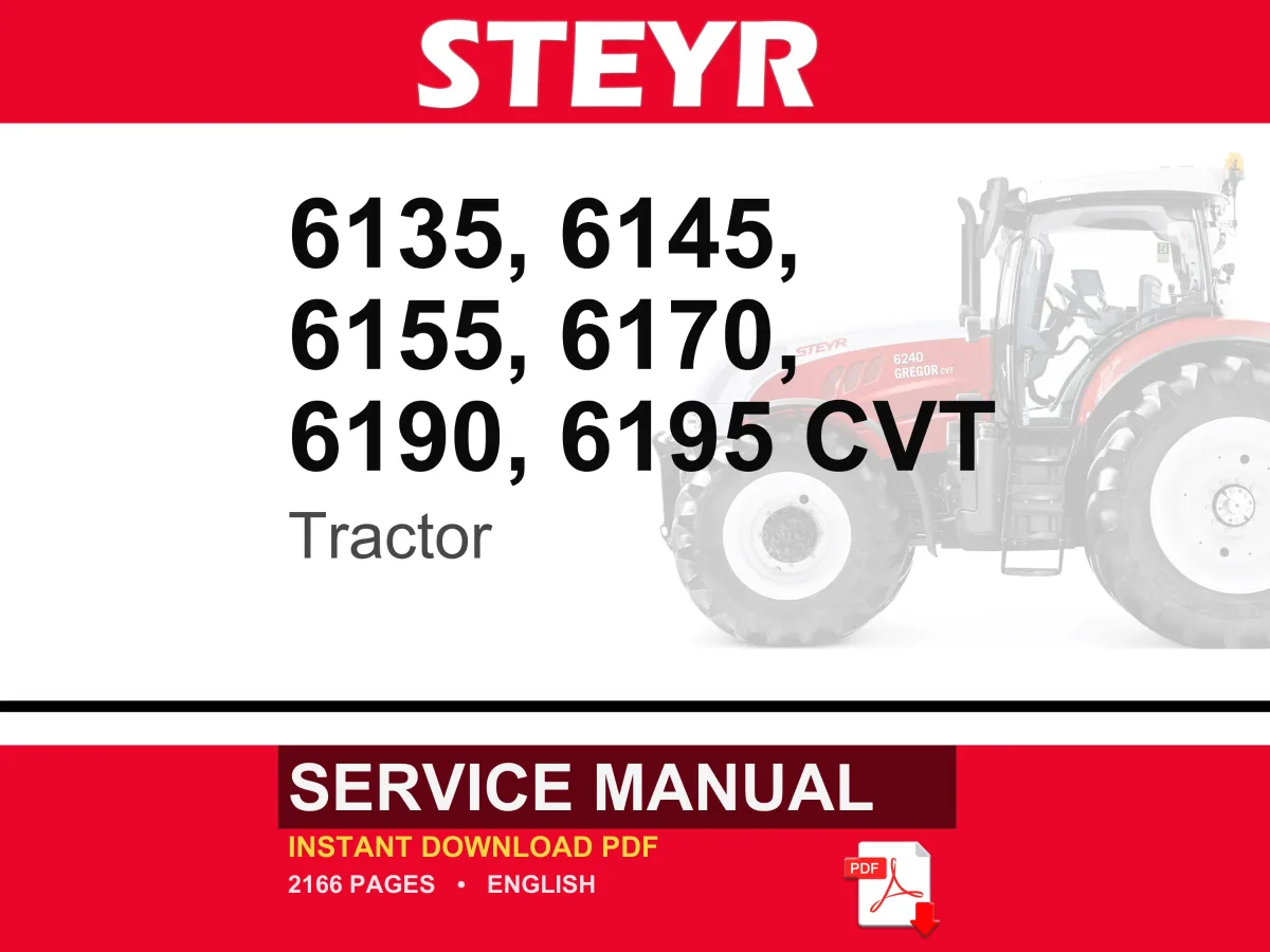 Steyr 6135 Cvt, 6145 Cvt, 6155 Cvt, 6170 Cvt, 6190 CVT, 6195 CVT Tractor Service Repair Workshop Manual | Instant PDF Download cover