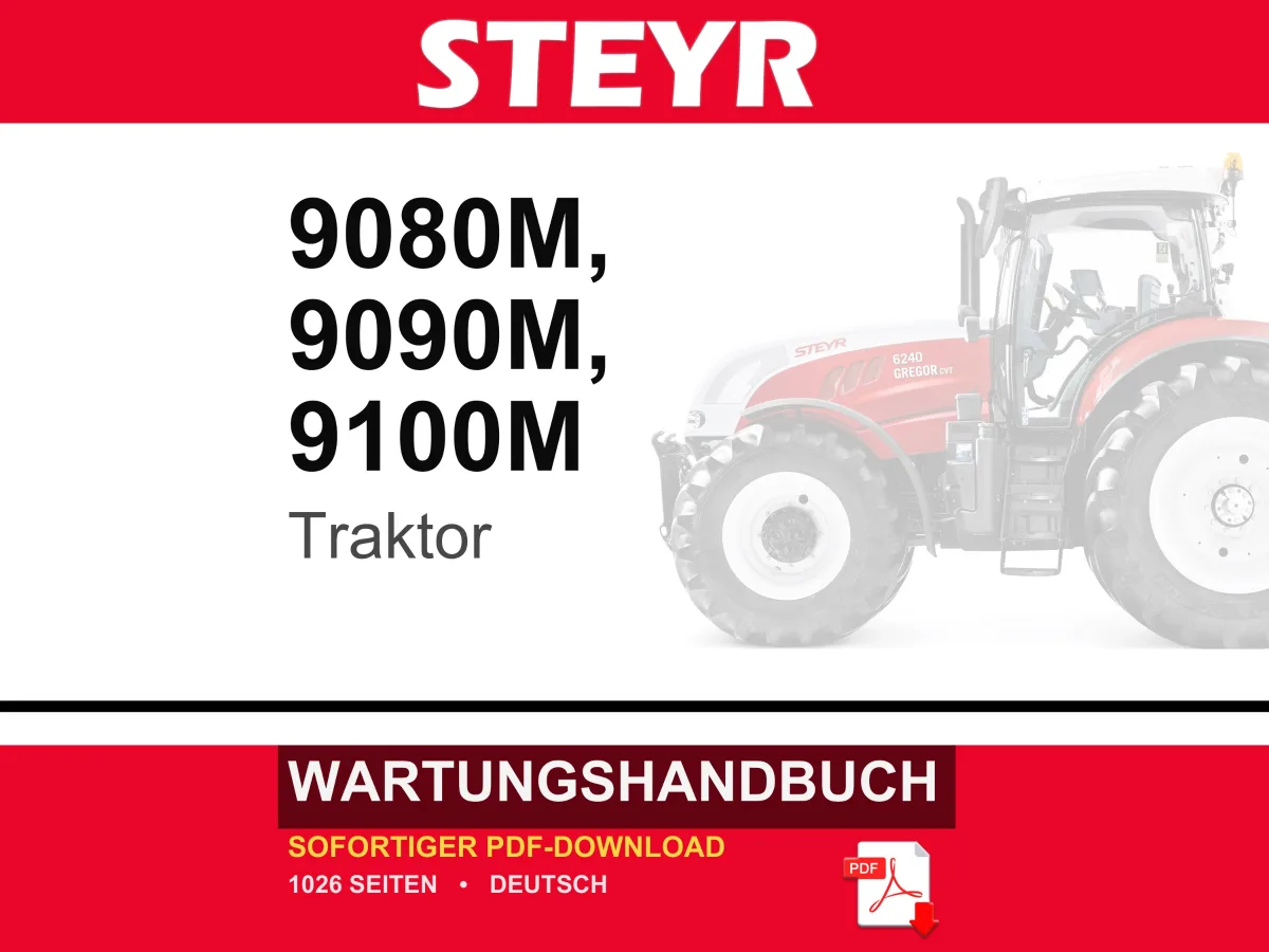 Steyr 9080M, 9090M, 9100M Traktoren Wartungshandbuch Reparatur Werkstatthandbuch | PDF-Download cover