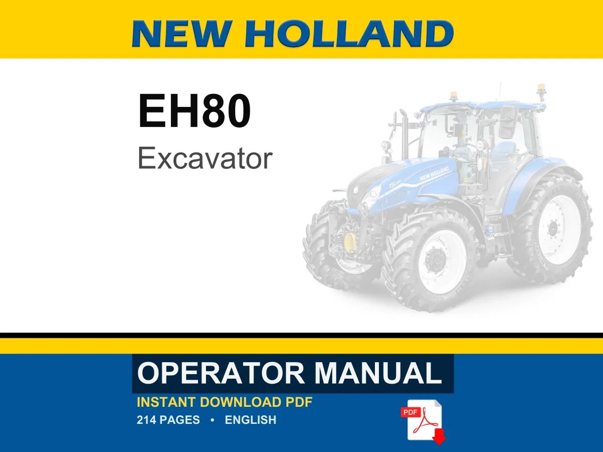 New Holland EH80 Excavators Operator Owners Operation Manual | Instant PDF Download cover